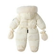 thumbnail image 3 of GYRATEDREAM Infant Baby Jumpsuit Outfit with Gloves Toddler Snowsuit Winter Coat Fleece Hooded Romper Jumpsuit Boys Girls Onesie Warm Bodysuit for 3-18 Months, 3 of 8