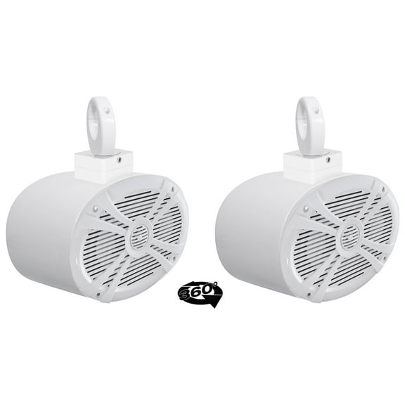 (2) Rockville 6x9" 1000w 360° Swivel White Aluminum Wakeboard Tower Speakers
