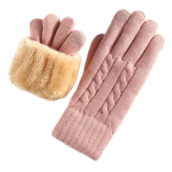 Hioecau Women Winter Knitted Gloves Thick Fleece Lined Gloves Touch Screen Gloves for Driving Golfing Fishing Hiking