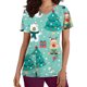 thumbnail image 2 of Pntutb Moda para mujer Camisetas de manga corta con cuello en V Uniforme de trabajo Estampado de Navidad con tops de blusa de bolsillo Pntutb Pntutb-5685, 2 of 5