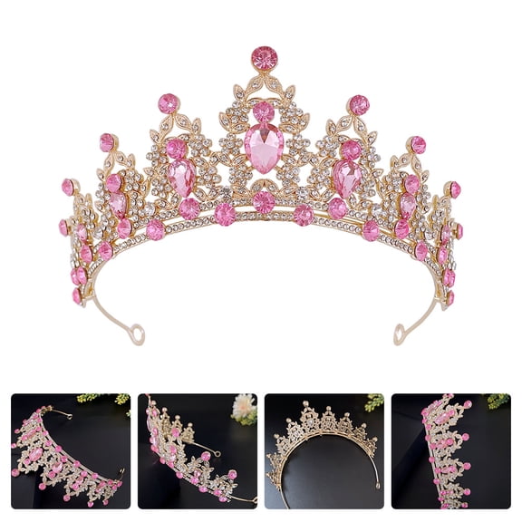 UPOUART Pink Wedding Headdress Bridal Tiara Hair Accessory for Parties