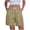 Khaki women cargo shorts elastic waist a1, variant on Cagogo Womens Shorts Elastic Waist Flowy Casual Loose Fit Solid Basic Summer Vacation Beach Hiking Shorts with Pockets, Dark Blue XL