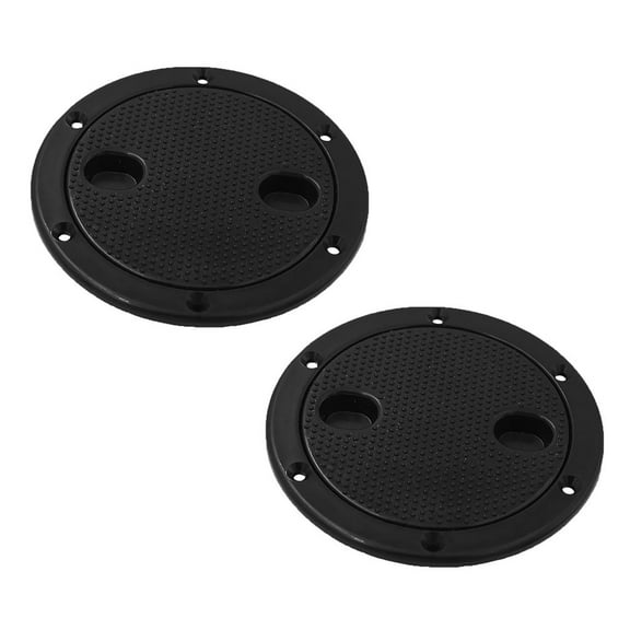 2 Pack 6 Inch Deck Plate Waterproof Cover Lid Screw Type for Kayak Boat Fishing Rigging, Black