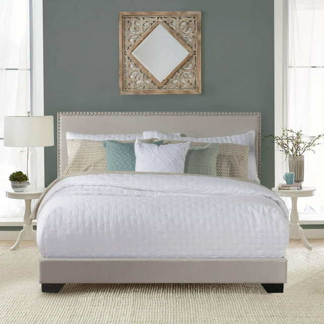 Living Essentials by Hillsdale Willow Nail Head Trim Upholstered Bed