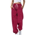 thumbnail image 2 of Ribbed Joggers for Women Fall Winter Elastic High Waist Stretch Soft Loose Jogger Sweatpants with Pockets Jogging Pants, 2 of 7