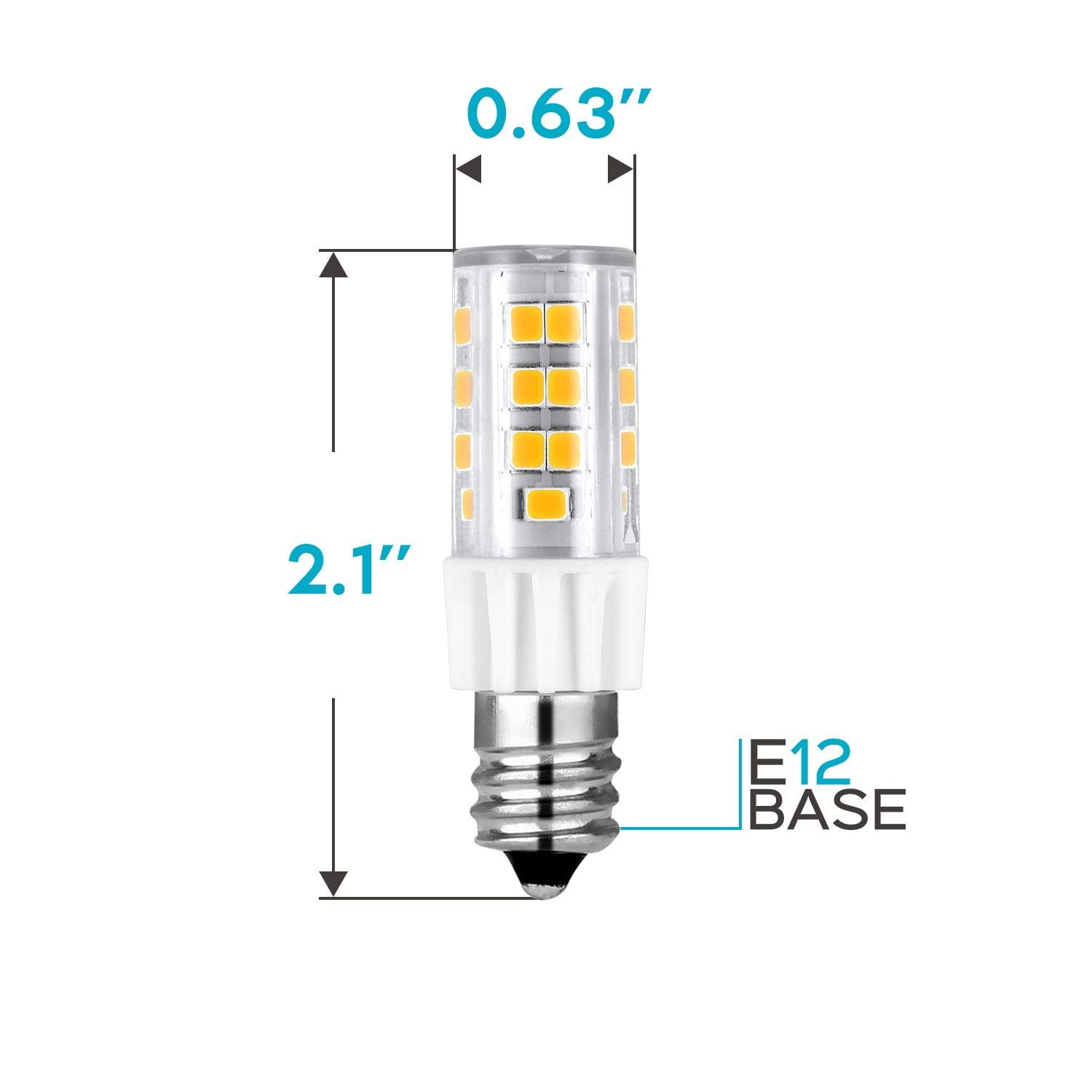 Luxrite E12 Mini Candelabra LED Bulb T4/T3, 40W Equivalent, Dimmable, 3000K Soft White, 500 Lumens, ETL Listed 4-Pack