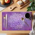thumbnail image 2 of Purple Boho Flowers Placemats Set of 8, Vintage Abstract Watercolor Purple Bohemia Floral Non-Slip Place Mats Washable Table Mats for Kitchen Dining Table Decorations Indoor/Outdoor, 2 of 9