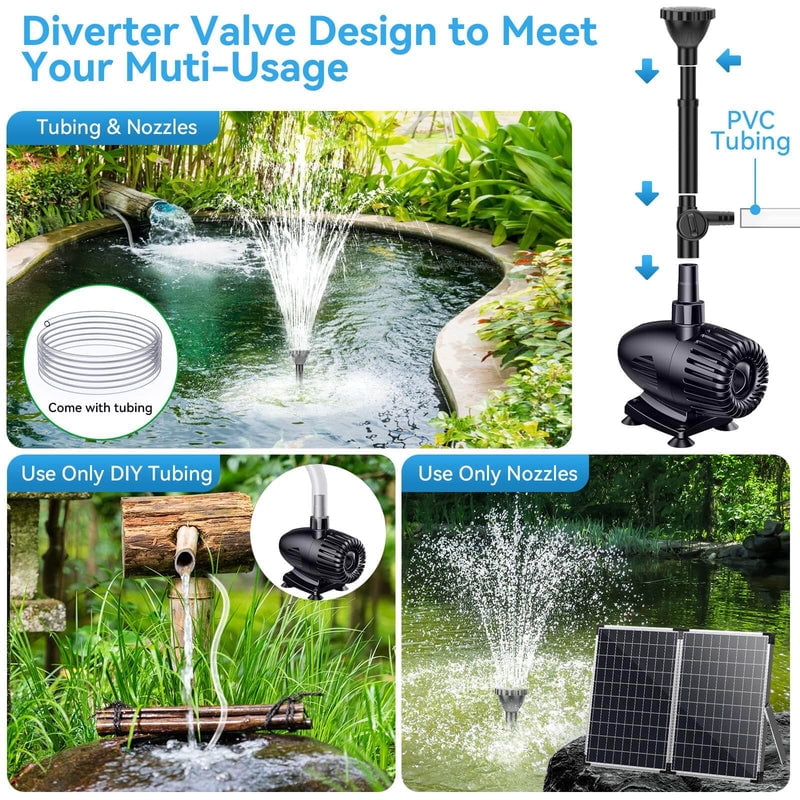 POPOSOAP 55W 480GPH Solar Water Pump Kit with 17ft Max Lift