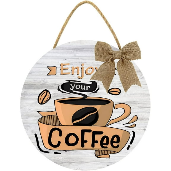 Eveokoki 12" Coffee Bar Wall Signs Decor, Enjoy Your Coffee Bar Sign for Kitchen Decor Farmhouse Wood Letters Cutout Rustic Decorative Coffee Sign Wood Wall Art