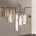 thumbnail image 3 of Wall Mounted Clothes Rack Clothing Garment Pipe Display Hanging Bar Black Retail, 3 of 12