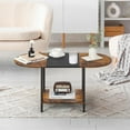 thumbnail image 5 of Coffee Tables for Living Room,2-Tier Small Coffee Table Farmhouse Oval Center Table with Storage Shelf and Wood Tabletop,for Small Space,Home Office,Black & Brown, 5 of 15