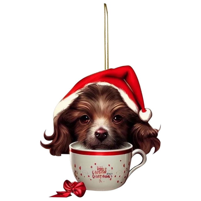 Colgante acrílico con forma de perro | Adorno plano para coche y decoración de oficina en casa | Regalo artesanal para Navidad, Acción de Gracias, cumpleaños e inauguración de casa