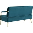 thumbnail image 3 of Pouseayar 56" Width Upholstered Velvet Loveseat Sofa with 2pcs Throw Pillows ,Teal, 3 of 8