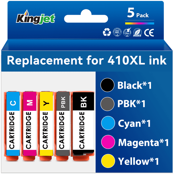 410XL Ink Cartridges Replacement for Epson 410 XL Ink Cartridges (Black Photo-Black Cyan Magenta Yellow)