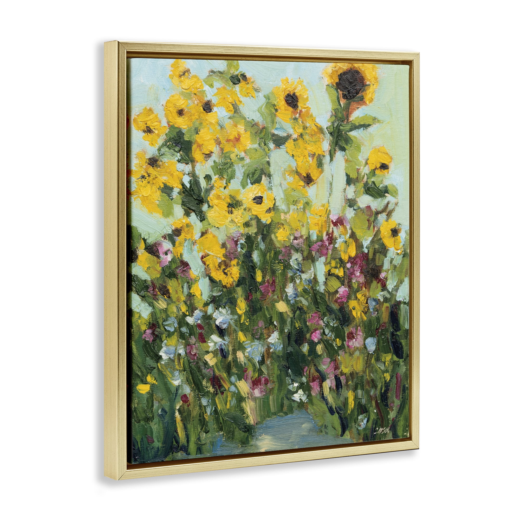 Stupell Industries Sunlit Sunflowers in Garden Gold Framed Floater Canvas Wall Art, design by Carson Overstreet