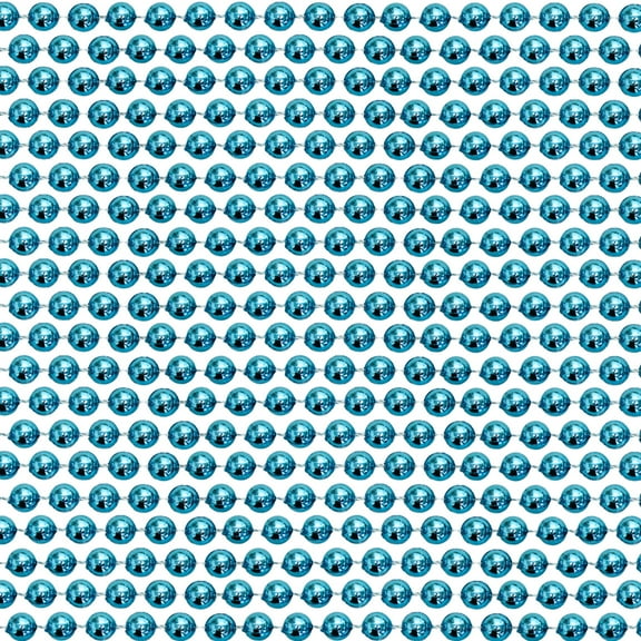 48" 12mm Round Metallic Turquoise Mardi Gras Beads - Dozen (12 Necklaces)
