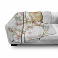 thumbnail image 2 of Spring Soft Flannel Fleece Throw Blanket, Watercolor Painting of a Bird on a Tree Branch with Blossoms and Butterflies, Cozy Plush for Indoor and Outdoor Use, 50" x 70", Multicolor, by Ambesonne, 2 of 5