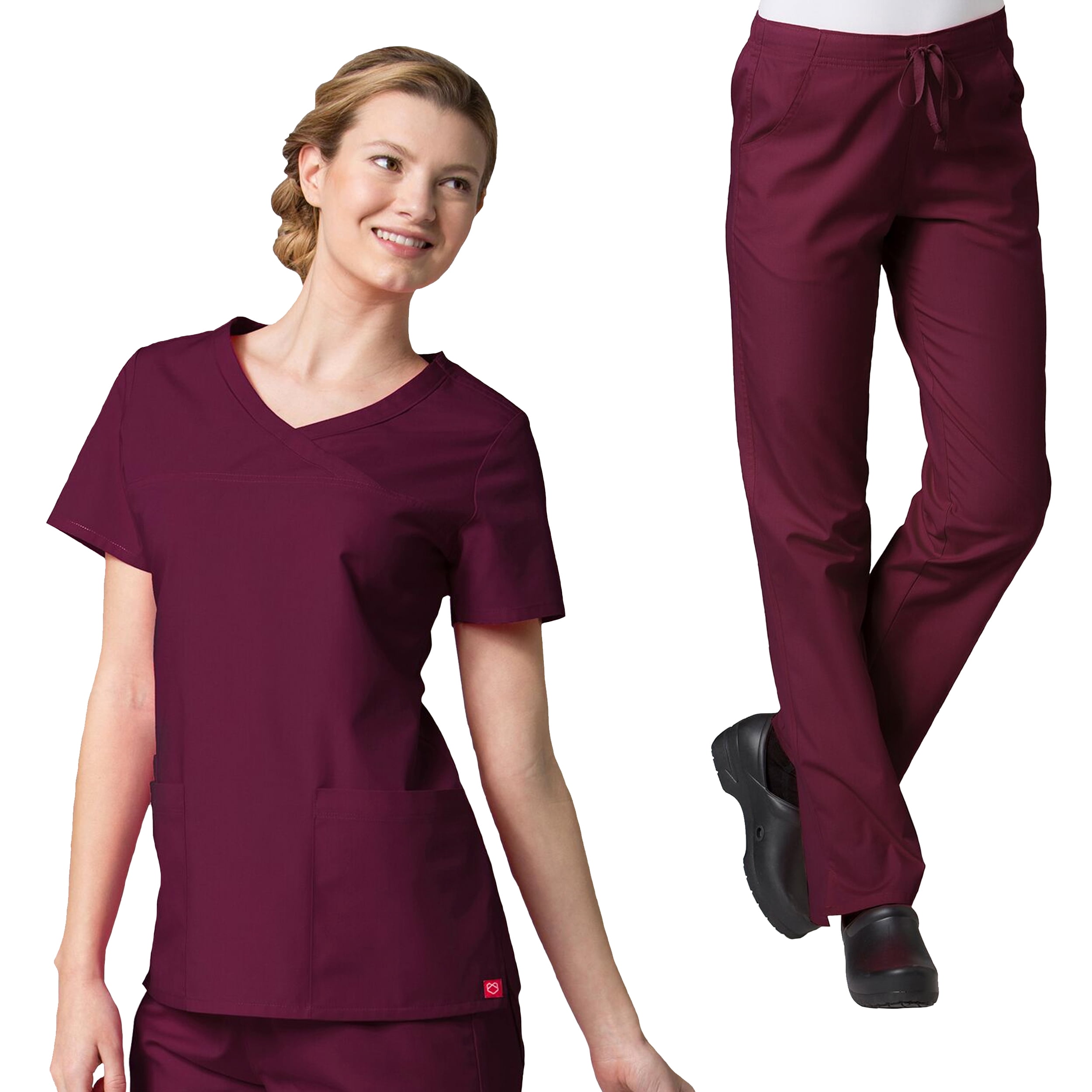 Download Maevn - Red Panda Women's Curved Mock Wrap Scrub Top &Half ...