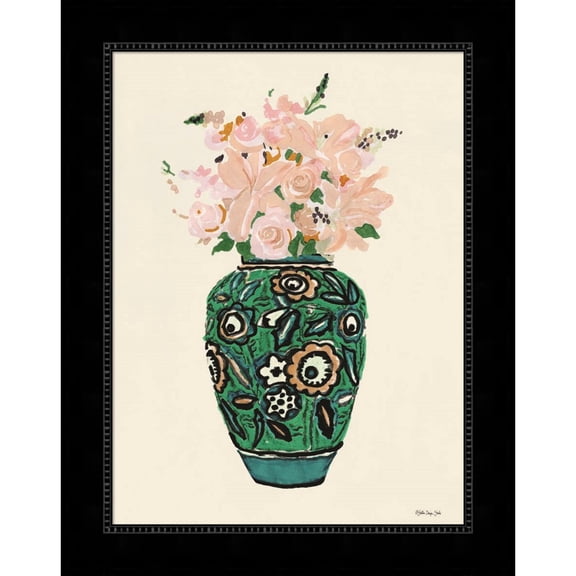 Great Art Now Flower Vase with Pattern II by Stellar Design Studio, Framed Wall Art, 18.5W x 23.5H
