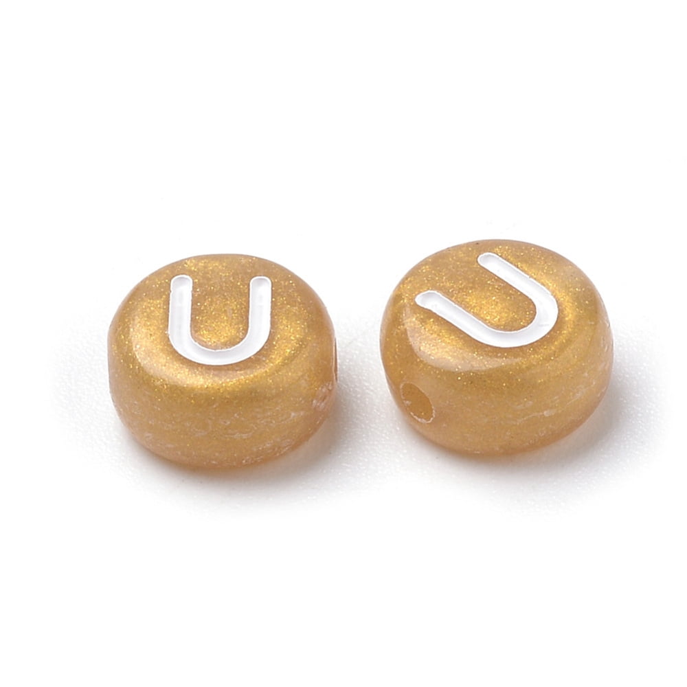 500gs Acrylic Beads Horizontal Hole Mixed Letter Flat Round White 7x4mm Hole: 1mm about 3700pcs/500g