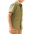 thumbnail image 6 of Short Sleeve Solid Color Boys Casual Button Blouse Kids Children Lapel Cotton Tops with Pocket for 5-14 Years, 6 of 7