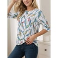 thumbnail image 2 of Weardear Womens Tops 3/4 Sleeve Shirts Round Neck Loose Casual Blouses Solid Color T-Shirts, S-XXL, 2 of 5