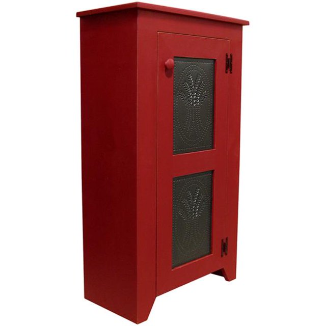 Sawdust City Punched Tin Cabinet- Antique Red