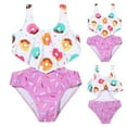 thumbnail image 2 of Aayomet Little Child Girls Cute Cartoon Pattern Swimsuit Onesie Ruffle Bathing Suit Girls Swimwear Bathing (Purple, 4 Years), 2 of 5