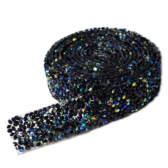 Inteprter Pegatinas ostentosas, cinta embellecedora, decoración de cristal de resina, apliques artesanales, arreglo ligero, cuentas decorativas, tira de Artesanía Código AB 1 negro 1.5 cm de ancho Inteprter HA059789-59