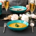 thumbnail image 5 of vancasso Navia Ocean Pasta Bowl Soup Bowl Set 8 inch Ceramic Soup Plate, Stoneware Vintage Look Sea Blue Dinnerware Tableware, 700 ml Ramen Noodle Bowl Set of 4. (20 * 20 * 5.2cm), 5 of 7