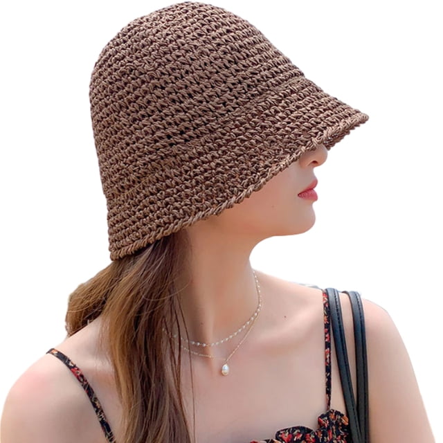 Sombrero de paja para el sol, sombrero de pescador tejido, sombrero de playa, gorra plegable, gorras de verano, sombrero de pescador para mujer