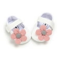 thumbnail image 3 of Baby Girls Mary Jane Flats with Flower Floral Princess Wedding Dress Shoes Soft Newborn Infant Crib First Walkers Prewalker, 3 of 6