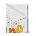 thumbnail image 2 of Diane Soft Flannel Fleece Throw Blanket, Arrangement of Letters Baby Girl Name with Geometric Shapes Circles Rhombuses, Cozy Plush for Indoor and Outdoor Use, 70" x 90", Multicolor, by Ambesonne, 2 of 5