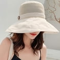 thumbnail image 4 of Voska Summer Mesh Sun Hats for Women UV Protection Wide Brim Packable Bucket Hat | Wide Brim Sun Hats for Women,Women Foldable Packable Beach Hat,Floppy Bucket Sun Hat with Floral Lining White, 4 of 4