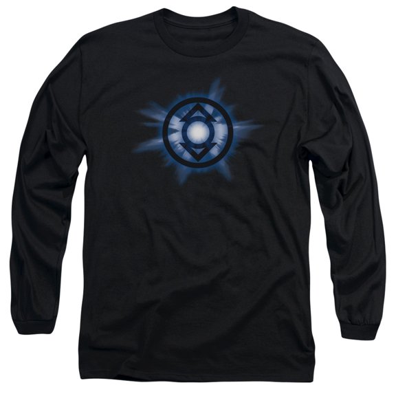 Green Lantern Indigo Glow Long Sleeve Adult 18/1 T-Shirt Black