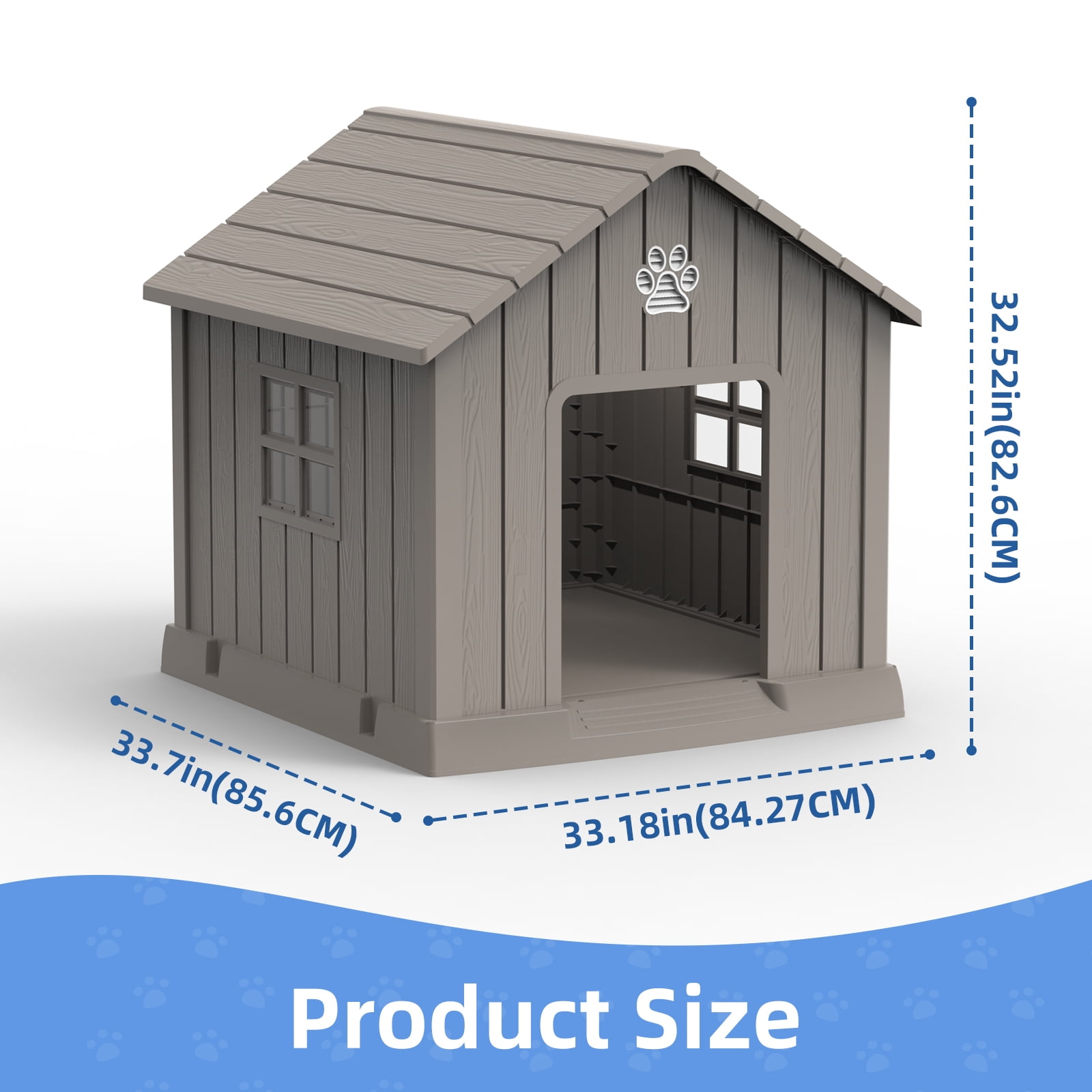 Joxxoaa Dog House Indoor Outdoor for Small to Large Sized Dogs Indoor Outdoor Doghouse Puppy Shelter with Elevated Floor, Easy to Assemble (Brown)