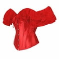 thumbnail image 3 of GILIGEGE Corset Tops for Women with Sleeves Going Out Crop Tops for Women Corset Tops for Women Bustier Lingerie Lace Waist Bodysuit Red S, 3 of 6