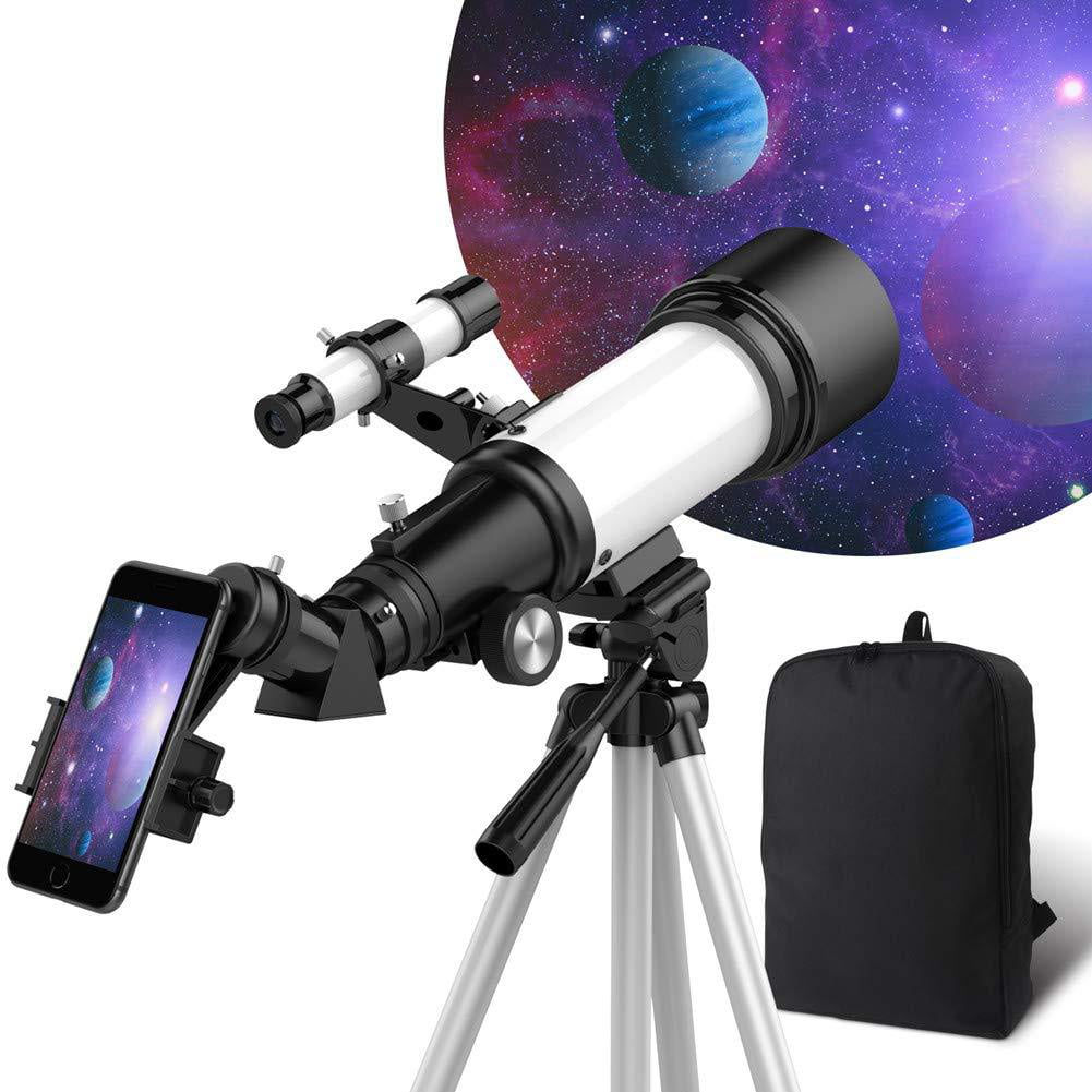 for Kids & Adults Astronomical refracting Portable Telescopes AZ Mount Fully Multi-Coated Optics Blue with Tripod Backbag Telescope 70mm Aperture 400mm 