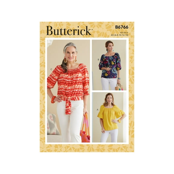 Butterick Sewing Pattern 6766 - Misses' Tops, Size: E5 (14-16-18-20-22)