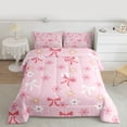 thumbnail image 3 of Manfei Kawaii Cartoon Ribbon Bedding Comforter Set, Blossoms Flower Floral Twin Comforter Sets, Teens Girls Kids Child Reversible Bedding Set, Lightweight Room Decor, 2 Pieces, 3 of 9