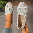 thumbnail image 3 of LTTVQM Loafers For Women Vintage Knit Embrioderied Flower Breathable Slip On Flats Non Slip Low Heels Comfortable Retro Dress Walking Canvas Shoes Blue 35(US-5), 3 of 4