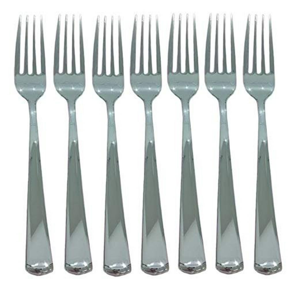 50 Silver Plastic Forks. Sturdy, Durable, Silver Forks. Silver On Front