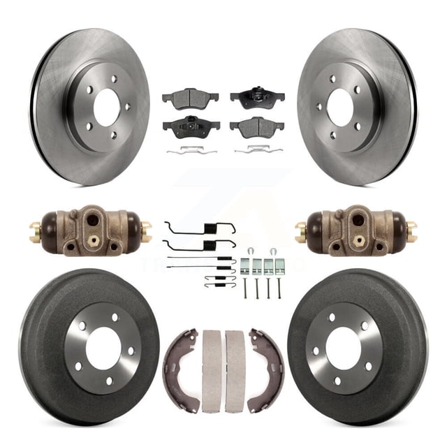 Transit Auto Front Rear Disc Brake Rotors Ceramic Pads and Drum Kit (9Pc) for Car Ford Escape Mercury Mariner K8T-102667