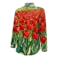 thumbnail image 7 of Xunmmm Womens Long Sleeve Shirt Floral Printed Fashion Casual Tops Womens Blouse Button Down Shirts for Women Red XL, 7 of 7