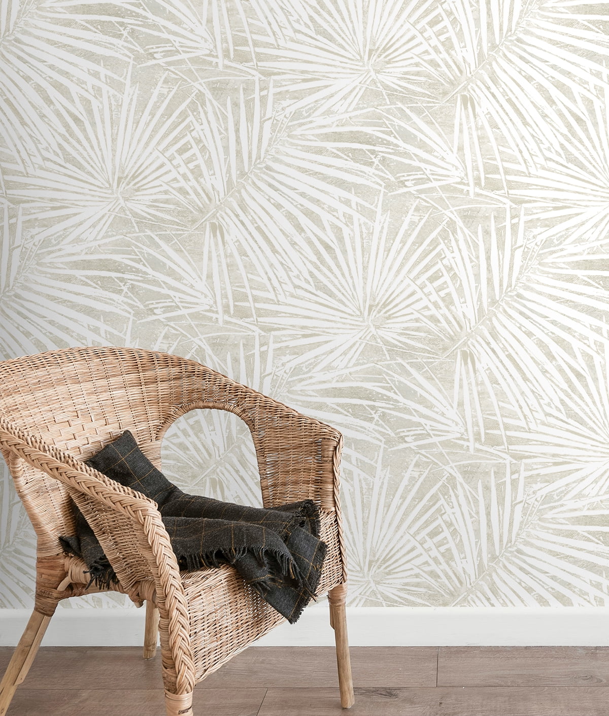 Stacy Garcia Home Natural Fossil Palm Peel and Stick Wallpaper - 20.5 in. W x 10 ft. L Roll