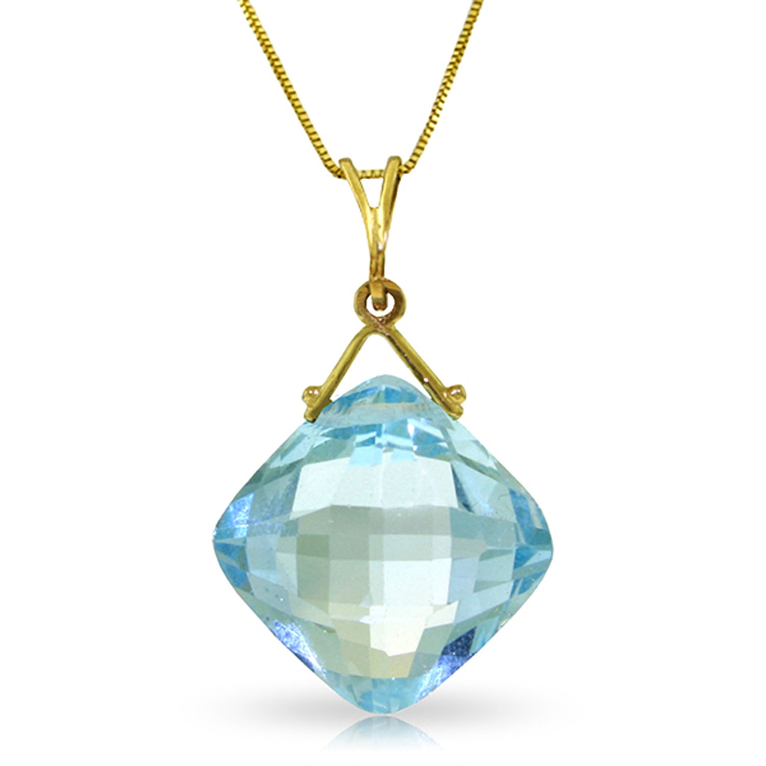Galaxy Gold 14K Solid Gold Natural Blue Topaz Pendant Necklace for Women - Yellow Gold Fine Jewelry