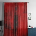 thumbnail image 5 of Red Semi Sheer Curtains Drapes for Living Room, Bedroom, French Doors Window 108 Inches Long, Retro Oil Painting Modern Abstract Art Aesthetics Rod Pocket Chiffon Curtain Drapery Voile Drape Panel, 5 of 6