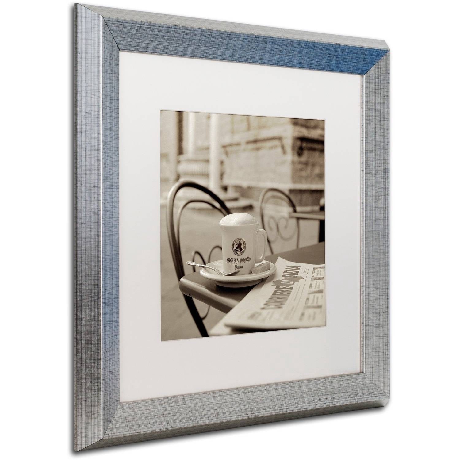 Trademark Fine Art "Tuscany Caffe VII" Canvas Art by Alan Blaustein, White Matte, Silver Frame