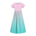 thumbnail image 5 of Efsteb Summer Dress for Girls Short Sleeve Round Neck Pleated Dress Casual Loose Long Dresses with Pockets (Mint Green,9 Years), 5 of 5