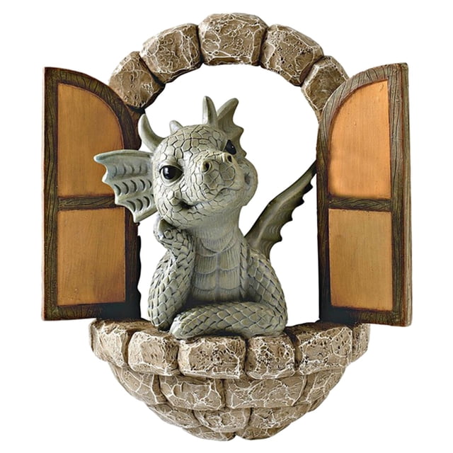 Dragón Estatuas Escultura Exterior Patio Césped Patio Trasero Porche Patio Decoración